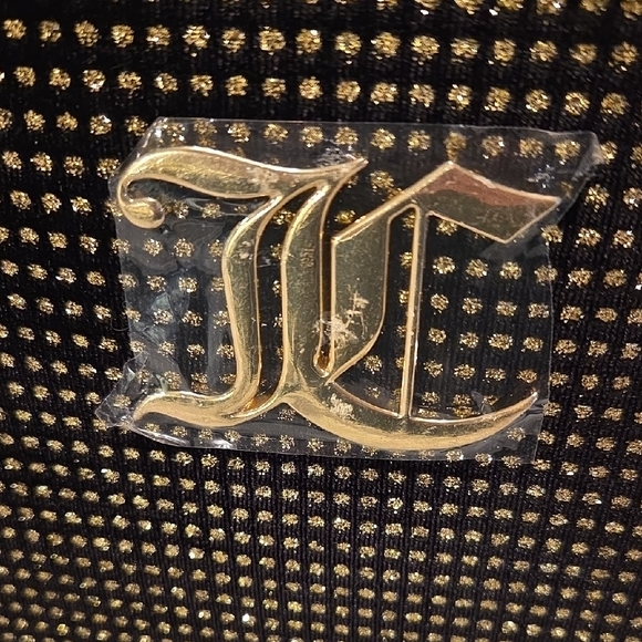 Juicy Couture NWT Black and Gold Shimmer Cosmetic Bag - Picture 2 of 5